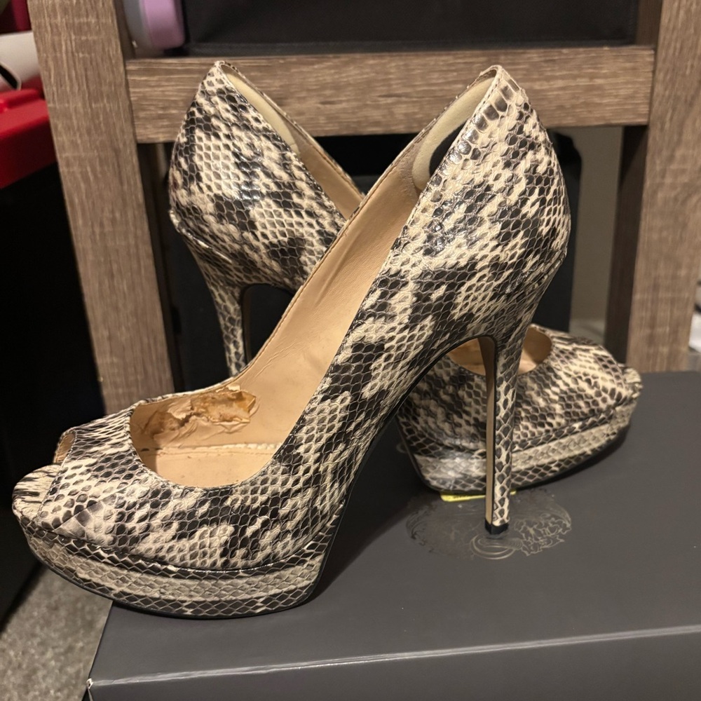 Vince Camuto Black and Cream Patterned Heels